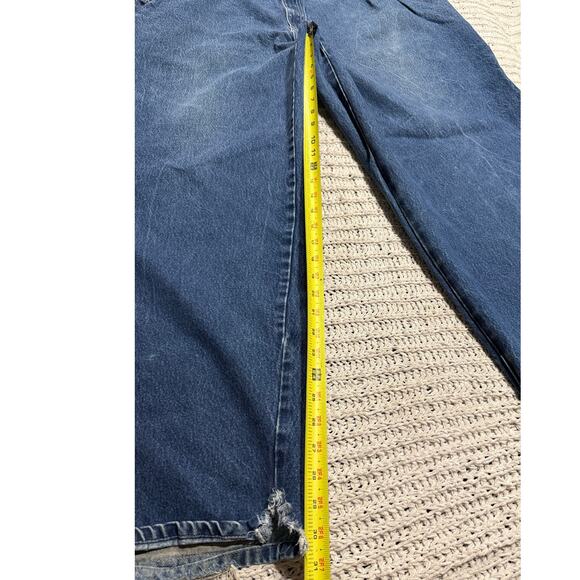 Y2K VTG Wu Wear Jeans Wide Leg Baggy Carpenter Mens 46x34 (44 x 30.5) Blue Denim - Picture 5 of 15